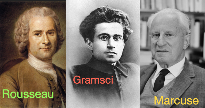 Fotomontage mit Rousseau,Gramsci und Marcuse